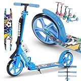 Arebos Cityroller Tretroller Blau Scooter höhenverstellbar | klappbar | inkl....