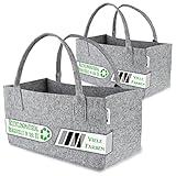 2 Stück Filztaschen Hellgrau Einkaufstasche Kaminholztasche Kaminholzkorb Filz...