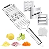 4 in 1 Handheld Multifunktional Edelstahl Gemüsehobel mit 4 Austauschbar Klingen, Küchen...
