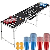 TecTake 403853 Bier Pong Tisch Set, inkl. 100 Becher (50 Rot & 50 Blau) + 6 Bälle, Beer...