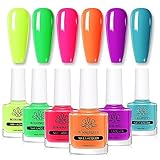 BORN PRETTY Neon Nagellack Set, 7ML Nagellack Neon Orange Nagellack Neon Pink Nagellack...