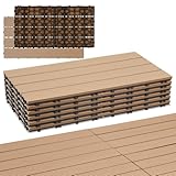 Randaco WPC Fliesen 30x60cm, Klickfliesen Balkonfliesen in Holzoptik 6er Set...