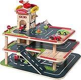 myToys ORIGINALS Parkgarage aus Holz inkl. Autos, 10-teilig mit 4 Autos, aus Holz, mit...
