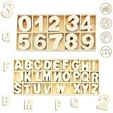 Favengo 216 Stück Holzbuchstaben Natur Kinder Holzzahlen Buchstaben Holz Zahlen Alphabet...