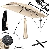 KESSER® Ampelschirm Holly Sonnenschirm Rechteckig LED Solar Inkl. Abdeckung +...