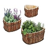 Relaxdays Blumenkasten Holz, 3er Set, Garten Deko zum Bepflanzen, Balkon und...