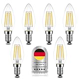 Wenscha E14 Kerze C35 LED Lampe, 6er 4W E14 Glühbirne Warmweiß 2700K ersetzt...
