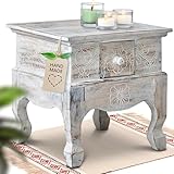 livasia Opiumtisch mit Schublade – 40x40x40cm – Handgeschnitzter...