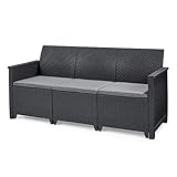 Koll Living Garden Lounge Sofa, 3-Sitzer - stilvolles Sofa in Rattan Optik - inklusive...