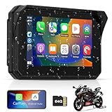 ITEFDTUTNE 5 Zoll Kabelloser Carplay Bildschirm für Motorrad, Tragbares Android...