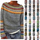 YEBIRAL Damen Strickpullover Norweger Pullover Damen Original Weihnachten...