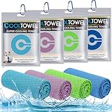 Sadodo 4er Kühlendes Handtuch Set, 100x30cm Kühlhandtuch Ice Cooling Towel,...