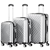 Zelsius Koffer Set 3 Stück, Grau | ABS Hartschalenkoffer mit Zahlenschloss,...
