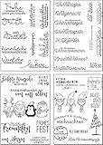 Silikonstempel Weihnachten Deutsch, 4 Blätter Clear Stamp Weihnachten, Frohe...