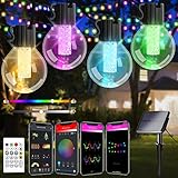 Solar Lichterkette Aussen - 7.5m App & Fernbedienung 15 G40 Bulbs 16 Millionen Farben...