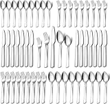 Besteck Set 12 Personen, Terlulu 60 teilig Edelstahl Besteckset, Gehämmertes Essbesteck...