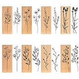 Holzstempel, 8 Stück Stempel Blumen Natürlichel Pflanze Mustern Stempel,...