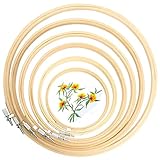 6 Stück Stickrahmen Bambus 8cm bis 20cm Kreis Kreuzstich Hoop Ring, Nähen und...