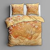 Generisch Mikrofaser Bettwäsche 155x220 Kirschblüten 2tlg - Asiatische Orientalisch...