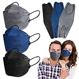 KKmier FFP2 Maske Schwarz/Grau/Blau 30 Stück, FFP2 Maske Fischform FFP2...