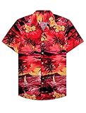 siliteelon Hawaii Hemd Männer Kurzarm Red Hawaiihemden Regular Fit Button Down Beach...