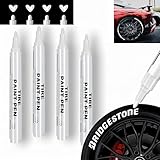 JUXINE PROFI-SET 4x Reifenmarkierungsstift Weiß | Ölbasierter Reifenstift für...