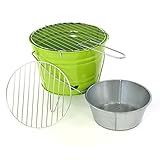 Nexos Eimergrill Grill-Eimer Holzkohlegrill für Garten Terrasse Camping Festival Picknick...
