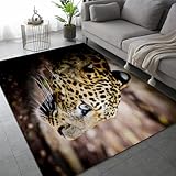 ARiXIaNg Leopard Teppich Kinderteppich Modern 3D Afrikanische Tiere Teppich Schlafzimmer...