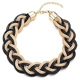 COOLSTEELANDBEYOND Gold Schwarz Statement Halskette Anhänger, Geflochtene Hohl Kabel...