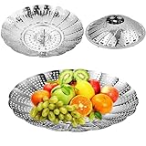 Qinsky Edelstahl Gemüse Dampfer,2 PCS Lotus Faltdampfer Korb Gemüse Dampfer...