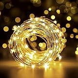 12M Draht Micro Lichterkette, 120 LED Lichterkette Wasserdicht mit Schalter, USB...