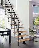 Systemtreppe Atrium Dixi, schwarz, Geschosshöhe 222-300 cm, mit 70 cm...