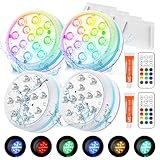 Unterwasser Licht, 4 Stück Multi Farbwechsel Teichbeleuchtung Unterwasse Licht mit...