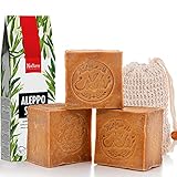 Natura Germania® 3x je ca. 200 gr (ca. 600 gr) original Aleppo Seife Set 90% Olivenöl /...
