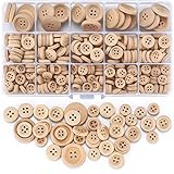 Kigniote 275 Stück Holzknöpfe handgefertigte Knöpfe in vershiedenen Größe Hölzerne...