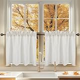 XLSBZ Scheibengardinen Leinenoptik 2er Set Küchengardinen mit Stangendurchzug, Vorhänge...