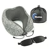 Mielida Ergonomisches Reisekissen - Nackenhörnchen grau meliert - Nackenkissen...