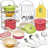 Tacobear Kinderküche Zubehör Kochset Topf Pfanne Edelstahl Kochgeschirr Set mit Schürze...