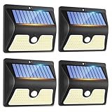 Rovnoes 4 Stück Solarlampen für Außen mit Bewegungsmelder - 150 LED 3 Modi...