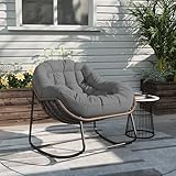 BRILVERDE Schaukelsessel mit Kissen, Rattan-Schaukelstuhl mit gepolstertem, Wohnzimmer...