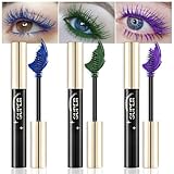 Katiluxiya 3 Color Eye Mascara Set, Dunkelgrün Lila Dunkelblau Mascara Geeignet,...
