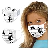 10/50 Stück Erwachsene Süße Bunt Mundschutz 5 Lagige Schutz_Maske mit Katze Motiv,...