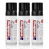 3X edding Permanent Spray tiefschwarz matt 200 ml Premium Acryllack, RAL 9005
