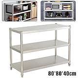 HaroldDol Edelstahlregal Küchenregal, 3 Regale Lagerregal Metallregal für Küche bis...