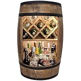 weeco Fassbar mit LED Beleuchtung und Weinhalter. Weinregal - Holzfass Hausbar...