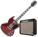 Rocktile Pro S-Red E-Gitarre Heritage Cherry Verstärker Set - 2 Humbucker...