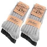 SockWaddles 4 Paar Alpaka Socken für Herren Damen, Atmungsative Thermosocken Extra Warm,...
