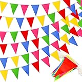 Annhao 50 Meter 120 Flaggen Wimpelkette Outdoor Wetterfest Wiederverwendbare Stoff...