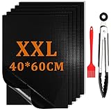 BBQ Grillmatte für Gasgrill 5er Set 40x60CM Antihaft Teflon Grillmatten Grillplatte...