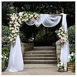 Pmnzdy 150x500cm Weiß Tüllstoff Hochzeitsbogen Querbehang Freihandbogen Voile Deko...
